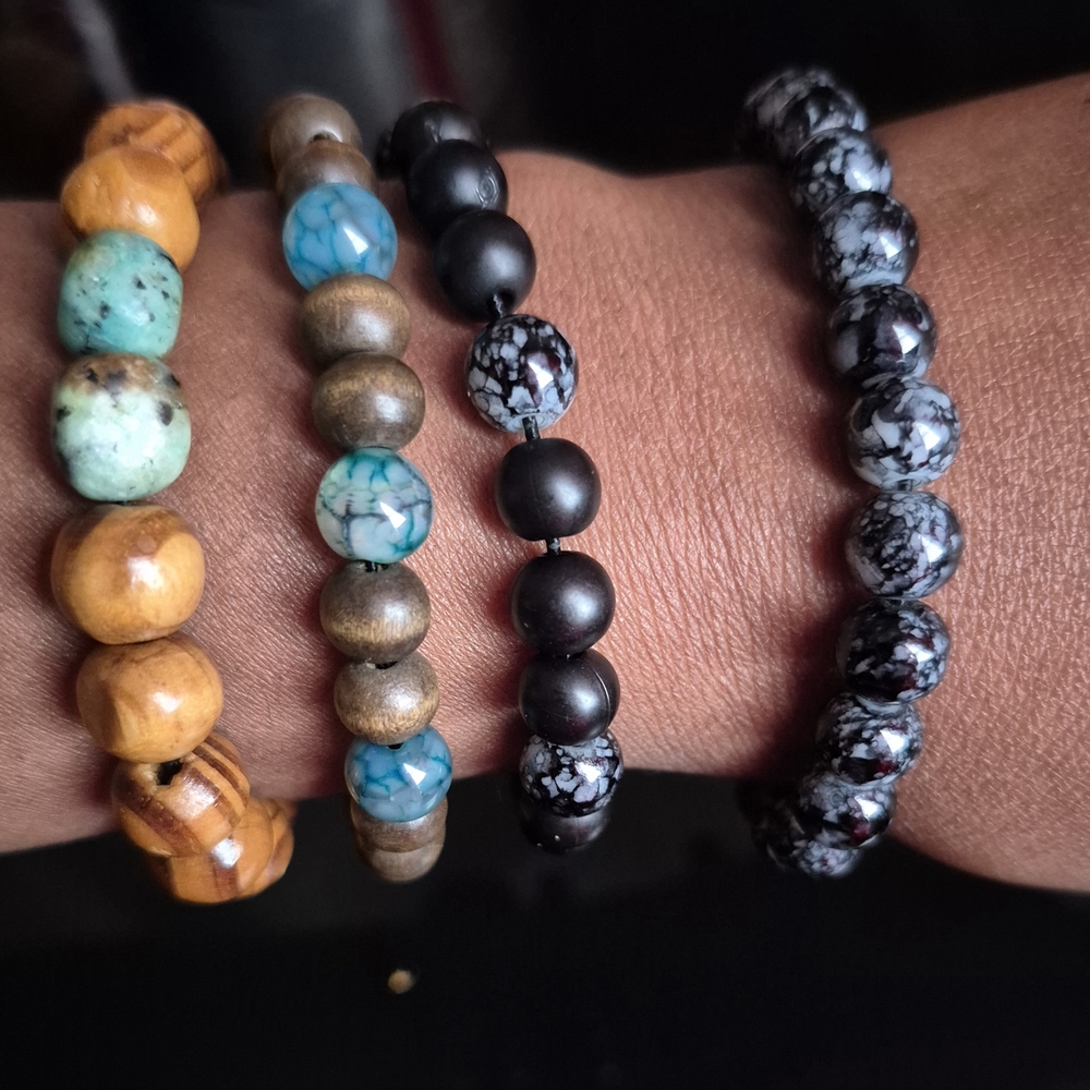Set of Four Unisex Beaded Bracelets